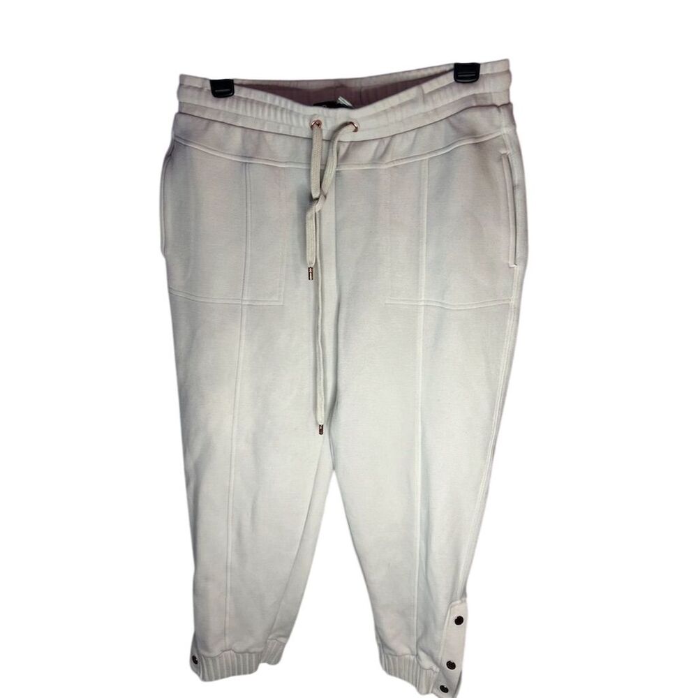 Anthropologie Women's Ivory Cropped Joggers M Snap Ankle Casual Pants